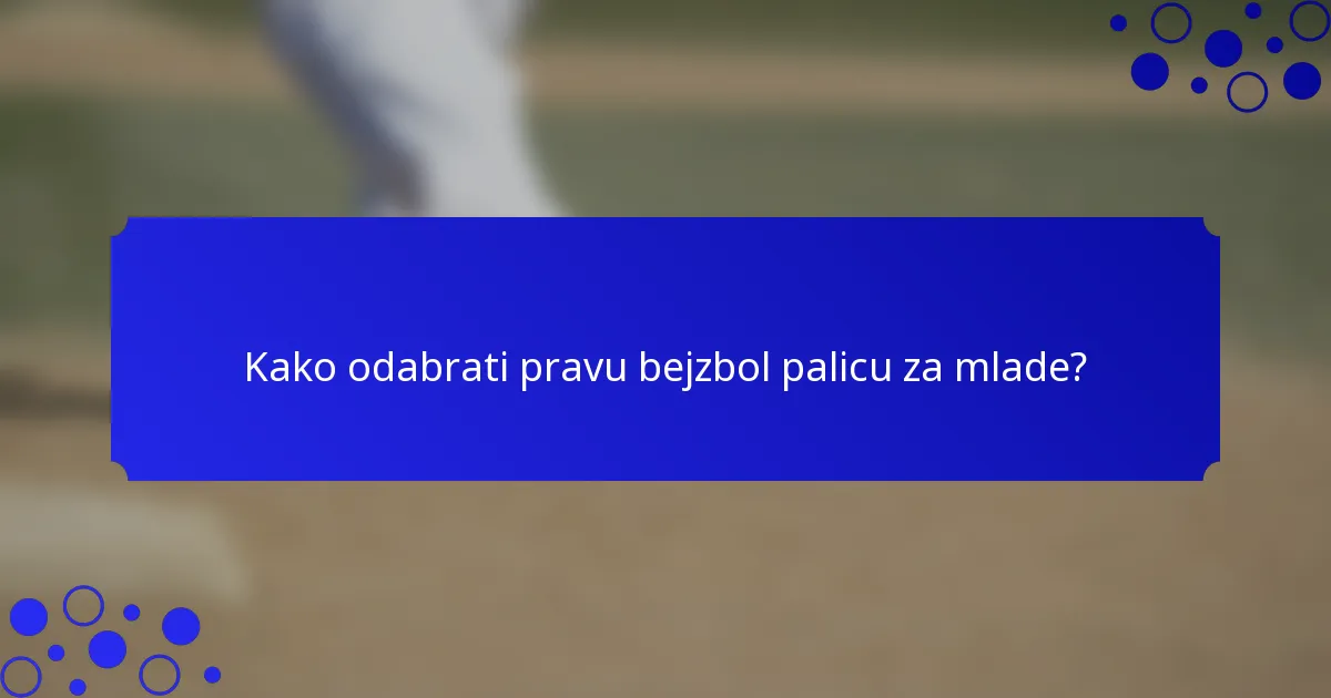 Kako odabrati pravu bejzbol palicu za mlade?
