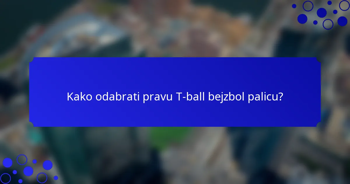 Kako odabrati pravu T-ball bejzbol palicu?
