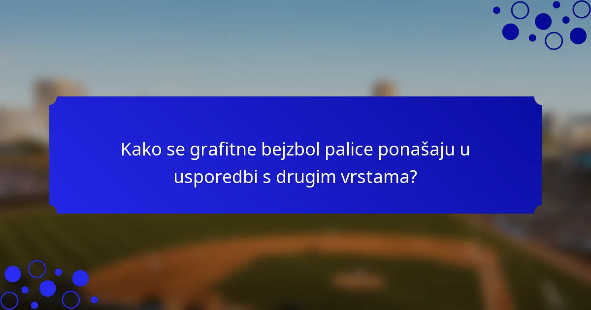 Kako se grafitne bejzbol palice ponašaju u usporedbi s drugim vrstama?