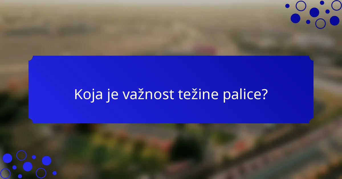 Koja je važnost težine palice?