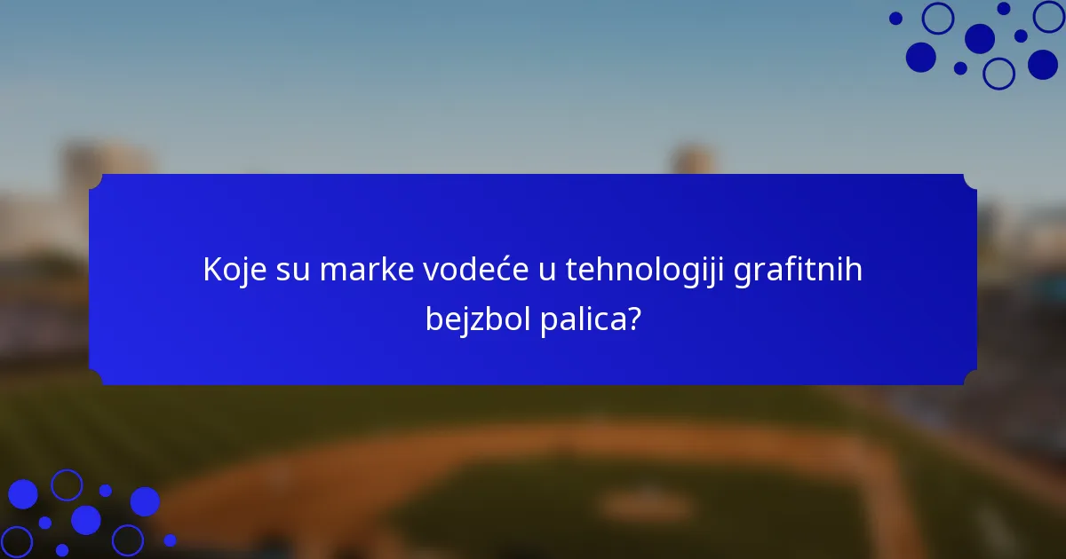 Koje su marke vodeće u tehnologiji grafitnih bejzbol palica?