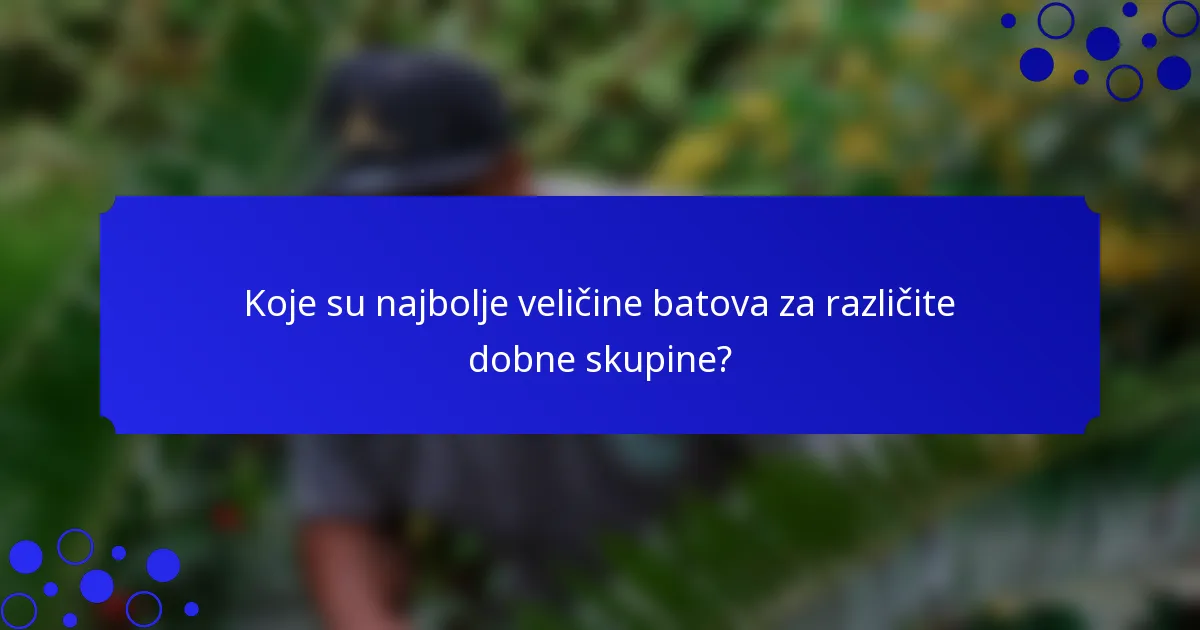 Koje su najbolje veličine batova za različite dobne skupine?