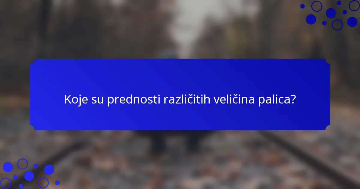 Koje su prednosti različitih veličina palica?
